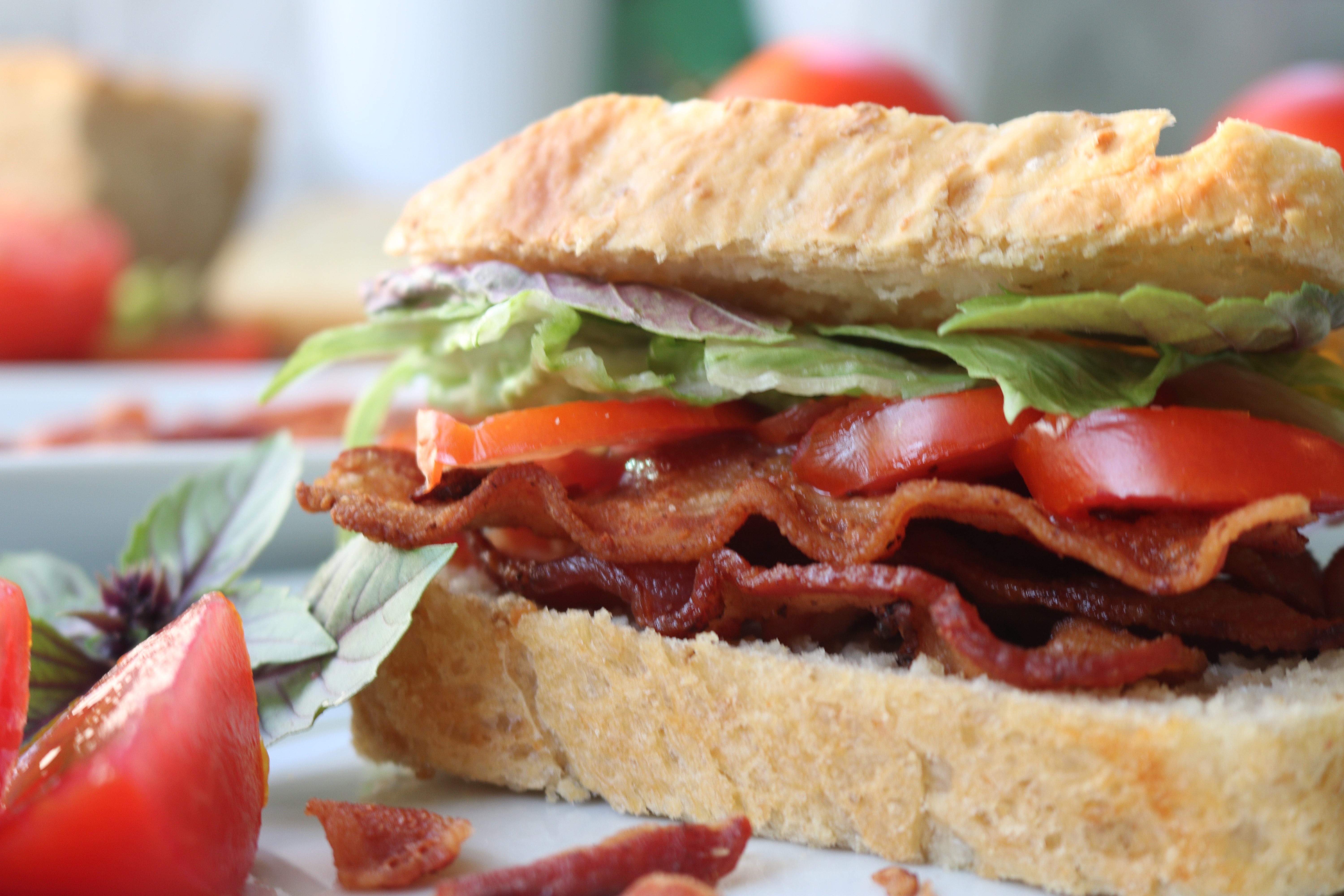 BLT with garden fresh tomatoes and homemade bread