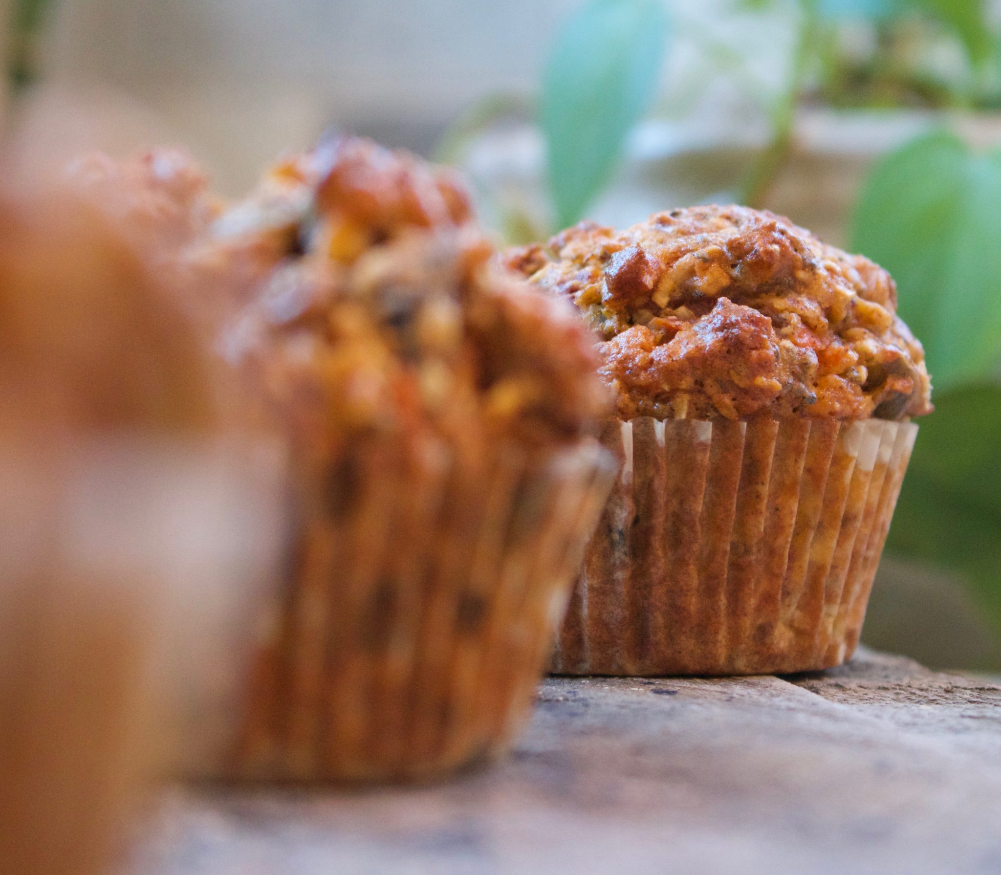healthy muffins with nuts, seeds, fruit