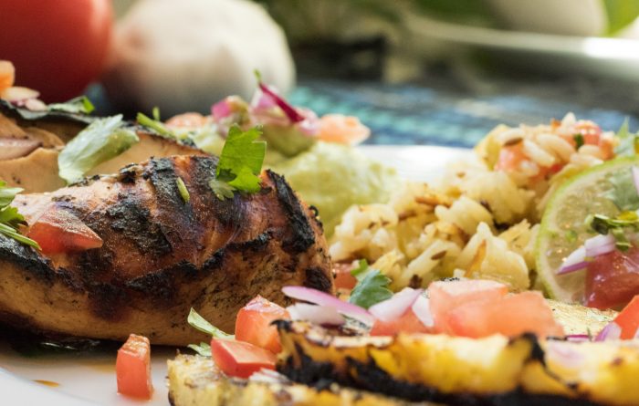 Margarita Chicken with grilled pineapple and cilantro lime rice