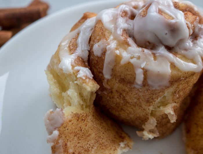 Up close of cinnamon roll