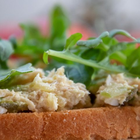 open-faced chicken salad sandwich