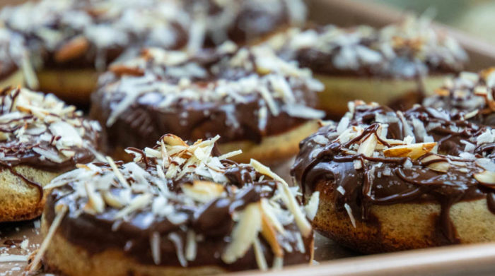 Keto chocolate almond coconut donut