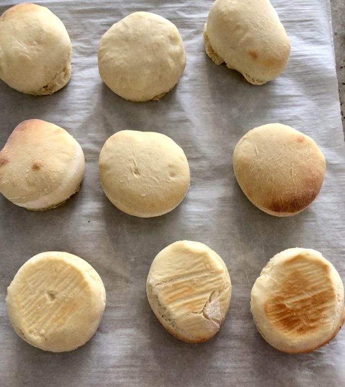 Homemade English muffin straight out of the oven